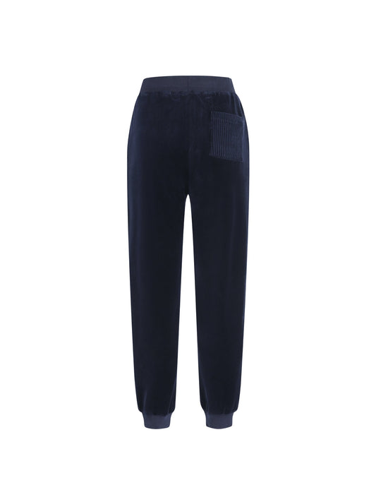 260724 New high-quality velvet solid-color drawstring knitted sports pants set