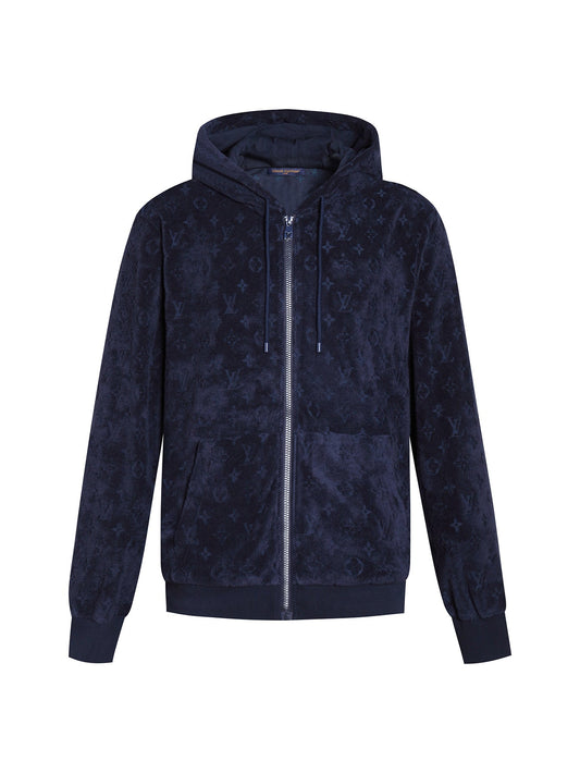 260724 New high-quality custom fleece fabric zipper hooded sweatshirt