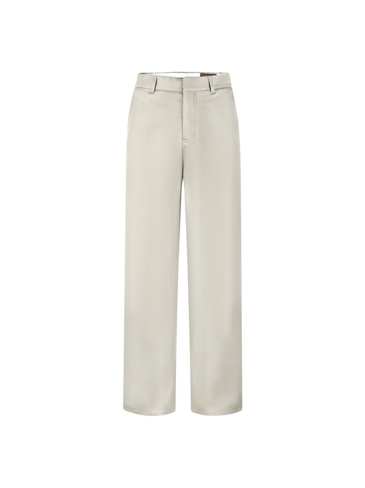 260730 New high-quality leather logo cotton crepe casual pants