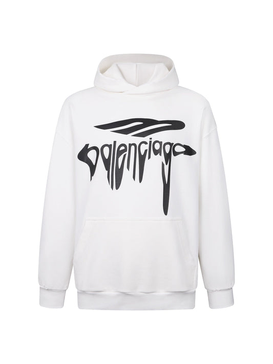 260730 New high-quality printed logo torn hooded sweatshirt