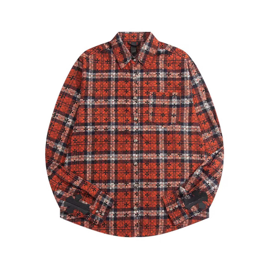 260808 New high-quality metal-checkered vintage shirt jacket