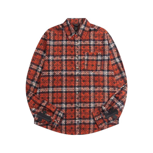 260808 New high-quality metal-checkered vintage shirt jacket