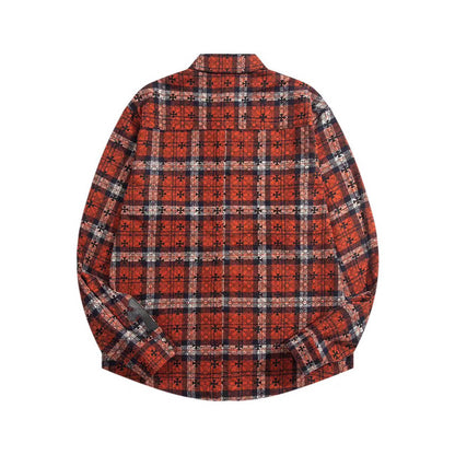 260808 New high-quality metal-checkered vintage shirt jacket