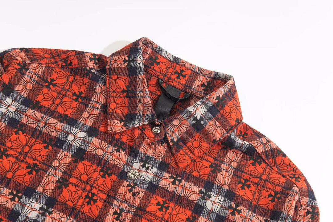 260808 New high-quality metal-checkered vintage shirt jacket