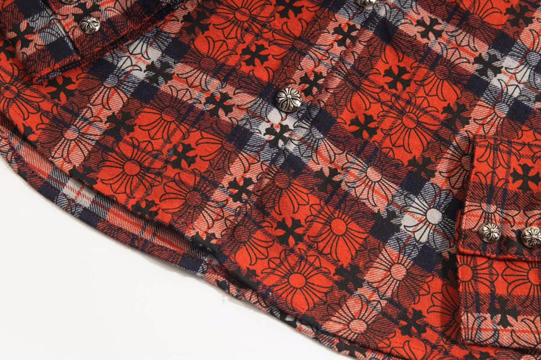 260808 New high-quality metal-checkered vintage shirt jacket