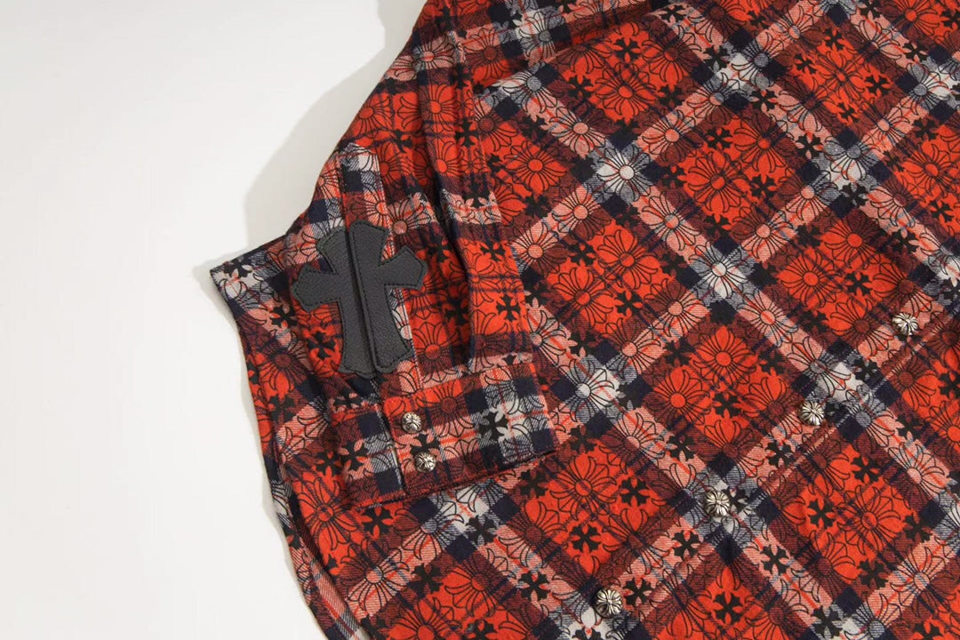 260808 New high-quality metal-checkered vintage shirt jacket
