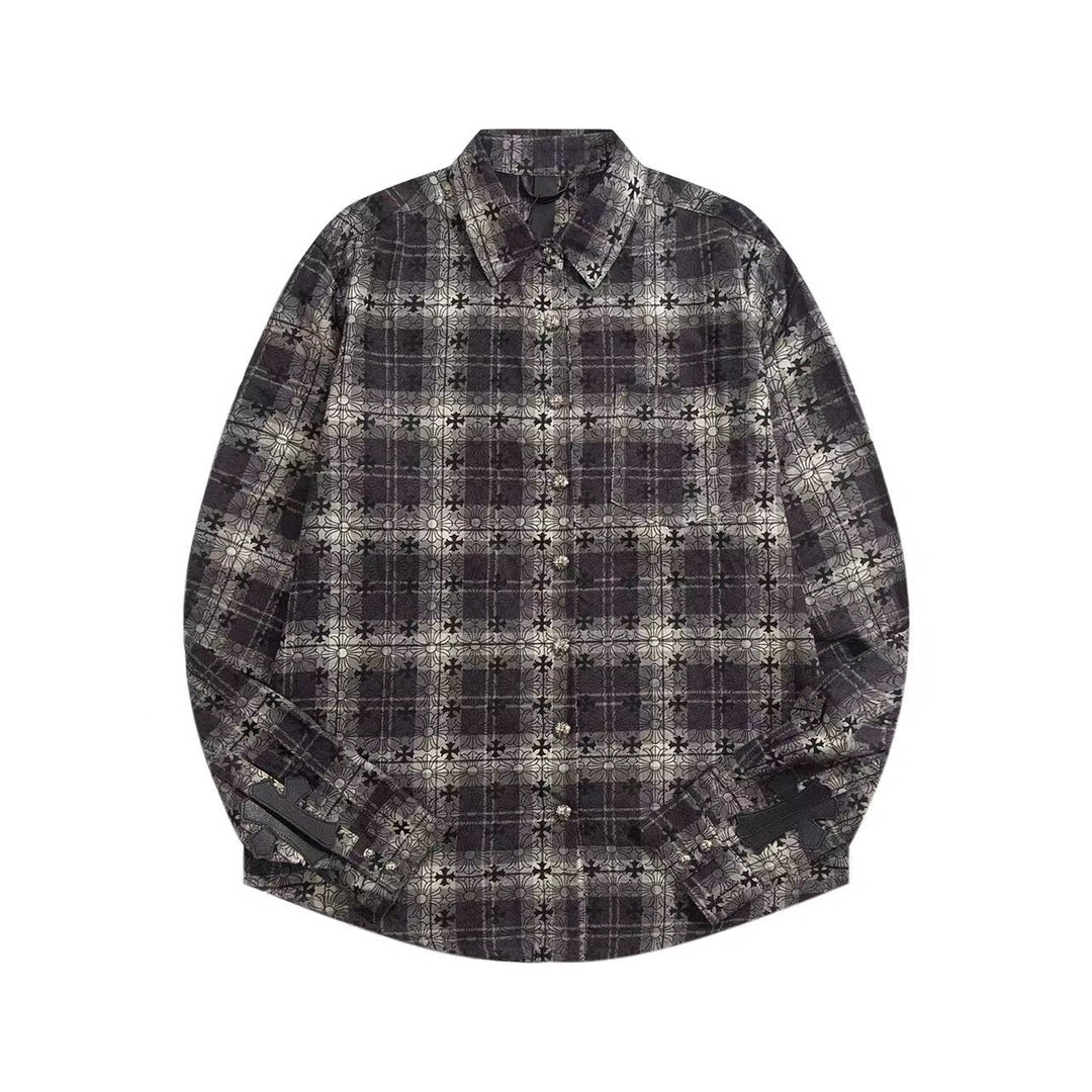260808 New high-quality metal-checkered vintage shirt jacket