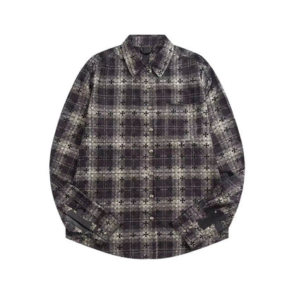 260808 New high-quality metal-checkered vintage shirt jacket
