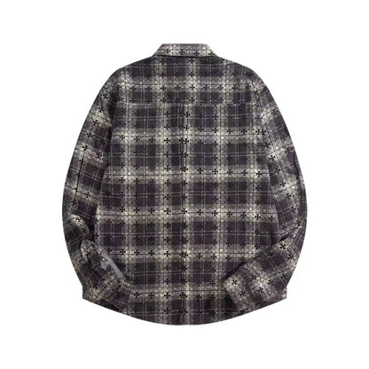 260808 New high-quality metal-checkered vintage shirt jacket