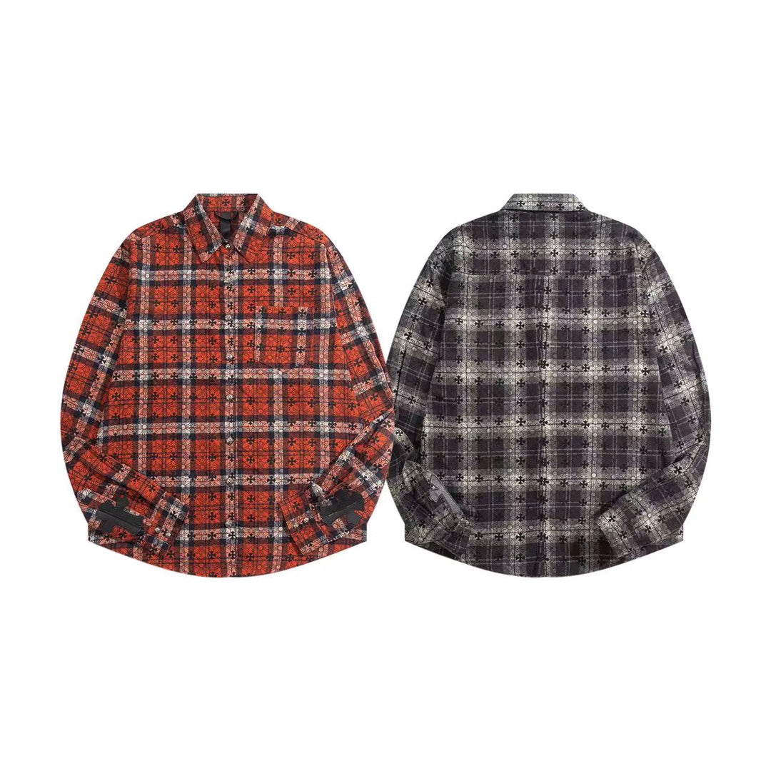 260808 New high-quality metal-checkered vintage shirt jacket