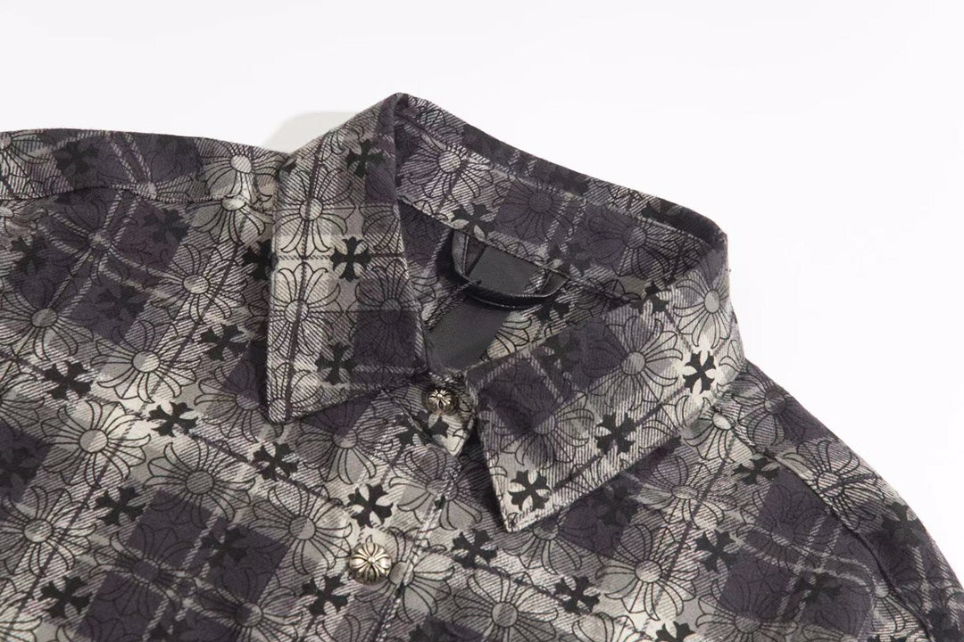260808 New high-quality metal-checkered vintage shirt jacket