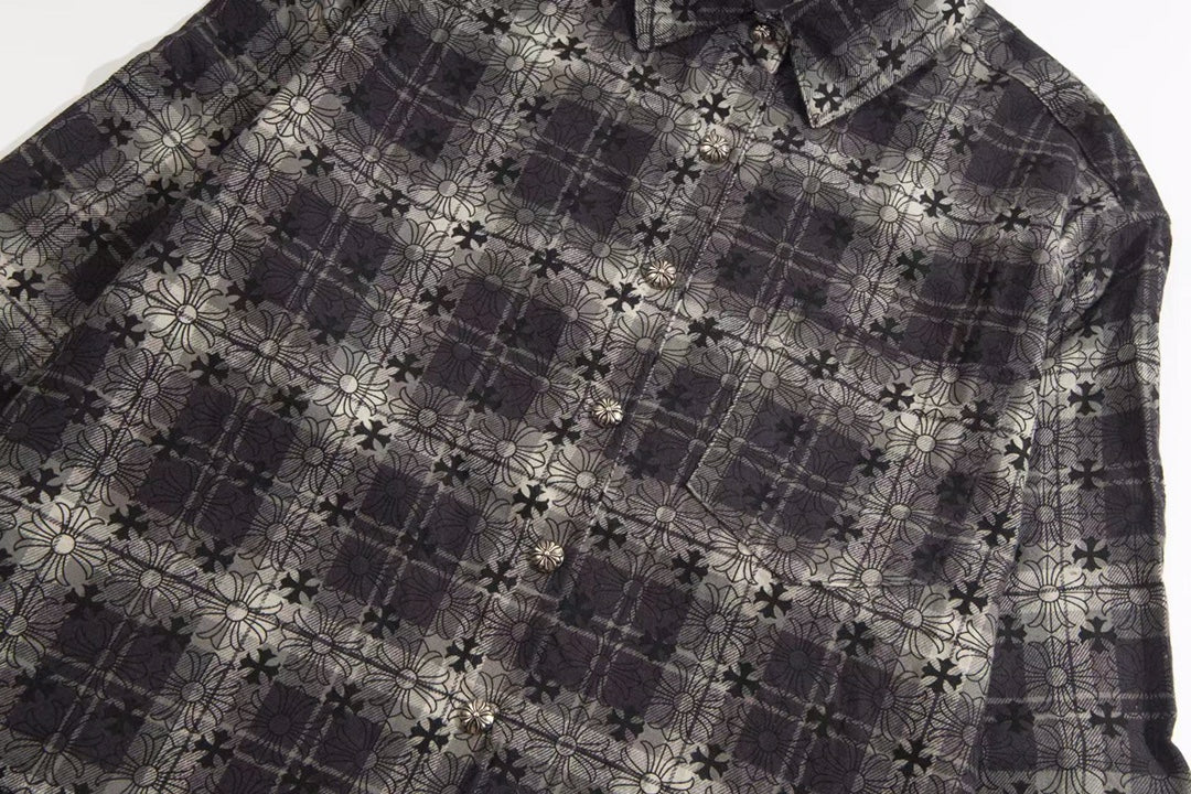 260808 New high-quality metal-checkered vintage shirt jacket