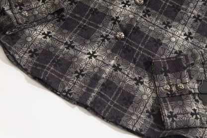 260808 New high-quality metal-checkered vintage shirt jacket