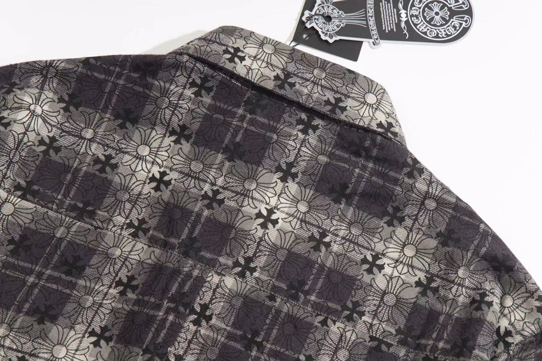 260808 New high-quality metal-checkered vintage shirt jacket
