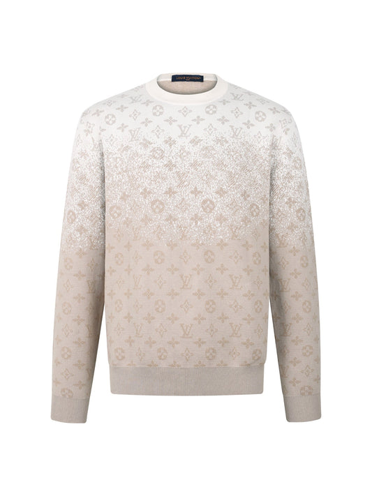 260808 New high-quality full-print long-sleeved round-neck knitted sweater