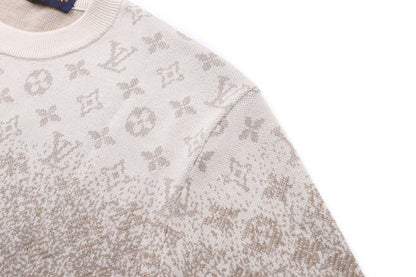 260808 New high-quality full-print long-sleeved round-neck knitted sweater