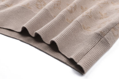 260808 New high-quality full-print long-sleeved round-neck knitted sweater