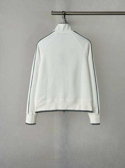 260808 New high-quality green checkered stand-up collar zipper hoodie jacket