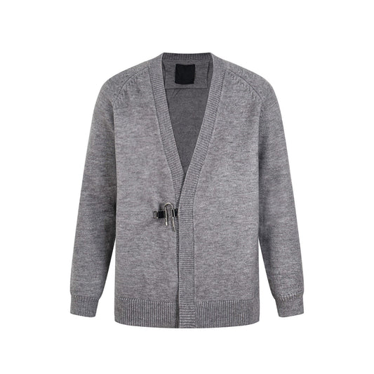 260808 New high-quality, minimalist buttoned design wool cardigan