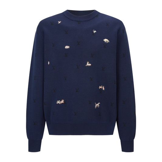 260808 New high-quality animal embroidery jacquard logo knitwear