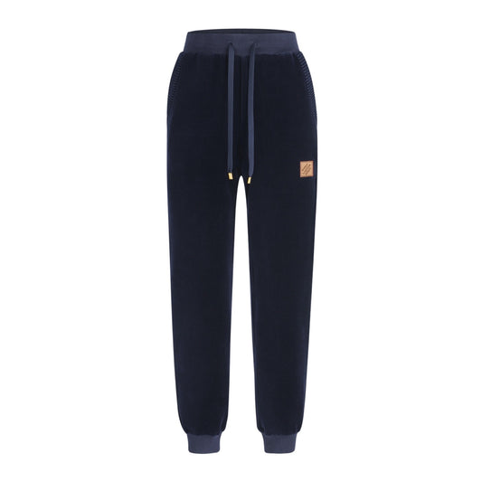 260808 New high-quality velvet solid-color drawstring knitted sports pants