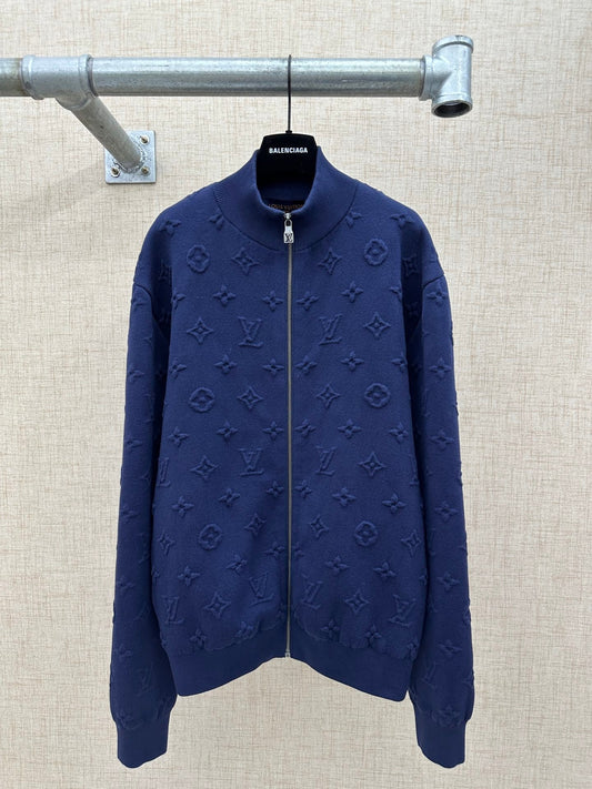 260808 New high-quality custom jacquard fabric zipper pullover jacket