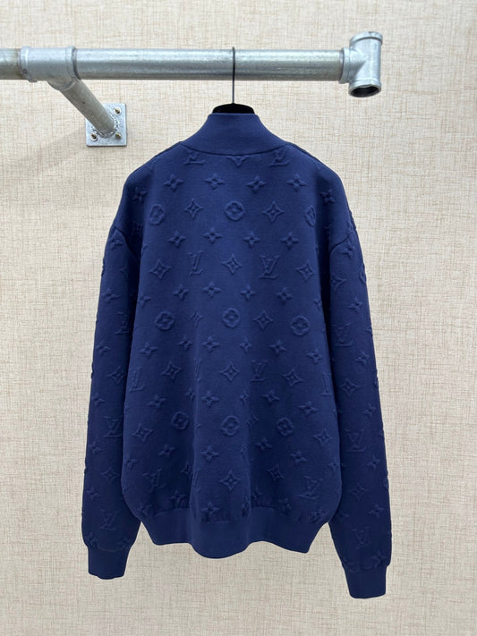 260808 New high-quality custom jacquard fabric zipper pullover jacket