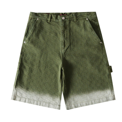 260813 New high-quality gradient-patterned double-G jacquard shorts with subtle texture