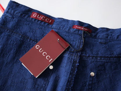 260813 New high-quality gradient-patterned double-G jacquard shorts with subtle texture