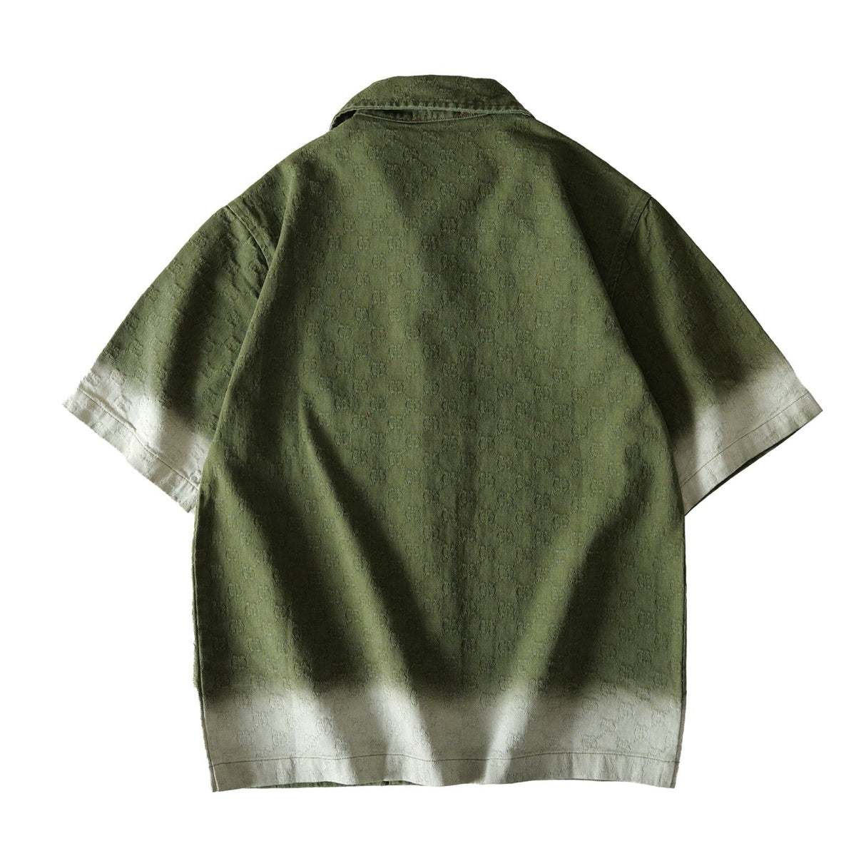 260813 New high-quality double-G textured jacquard gradient short-sleeved denim