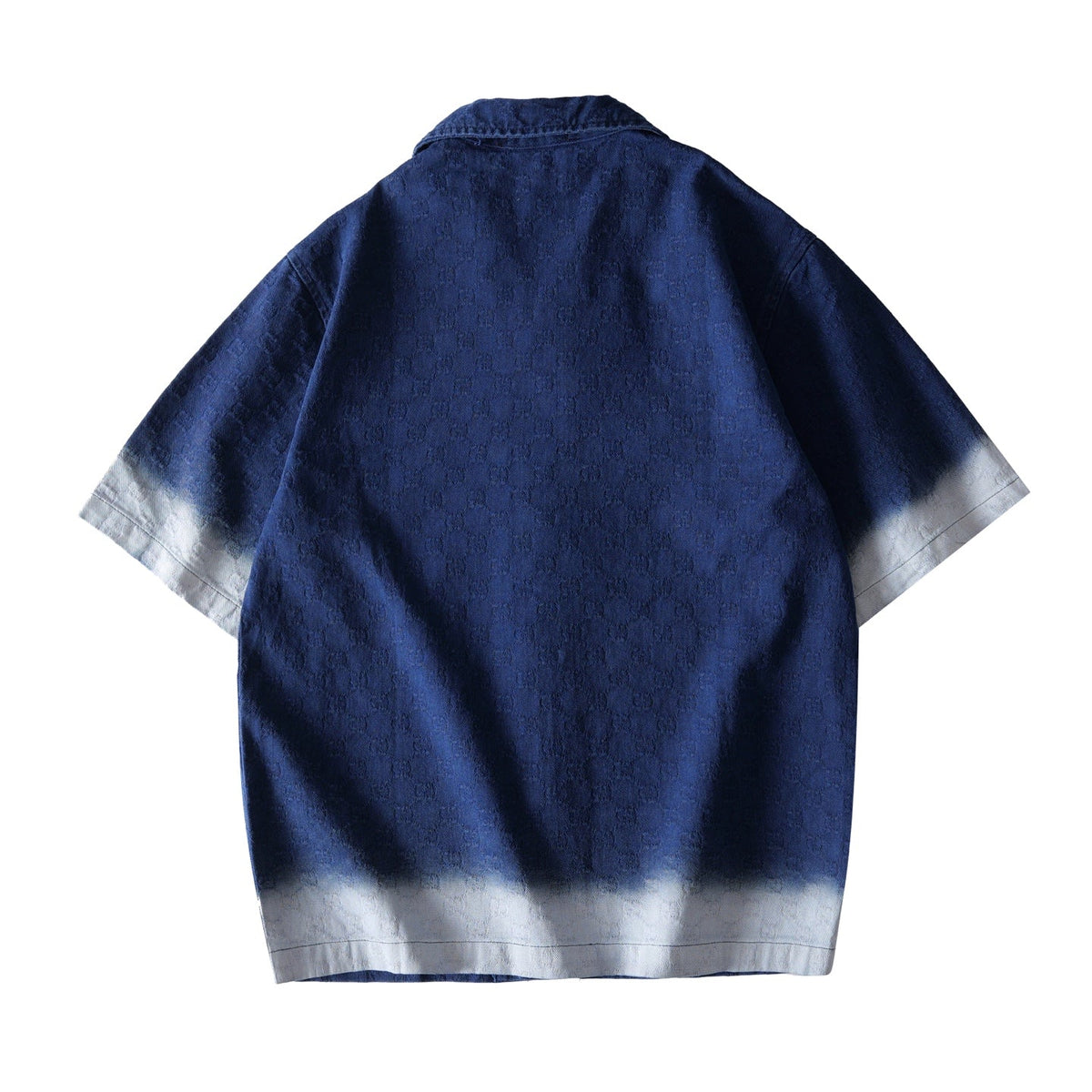 260813 New high-quality double-G textured jacquard gradient short-sleeved denim