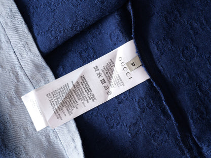 260813 New high-quality double-G textured jacquard gradient short-sleeved denim
