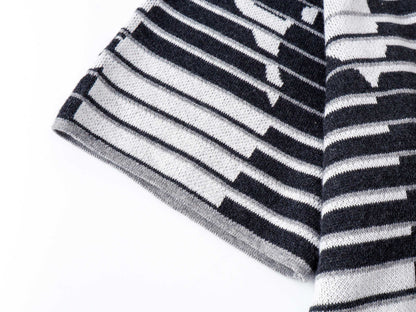 260813 New high-quality optical illusion old-age wrinkled striped knitted short-sleeved shirt