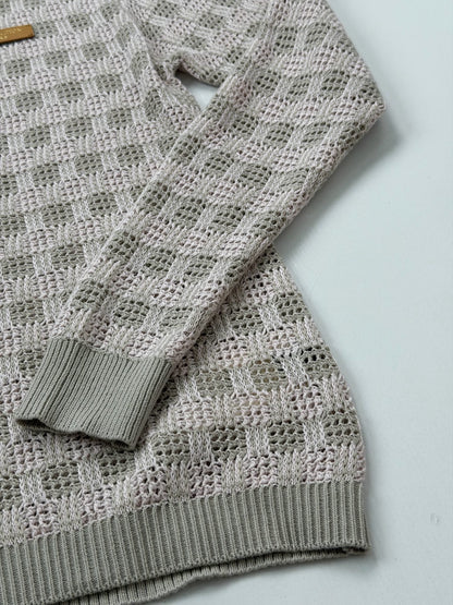 260813 New high-quality leather label logo open-weave long-sleeved cardigan