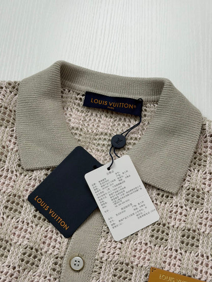 260813 New high-quality leather label logo open-weave long-sleeved cardigan