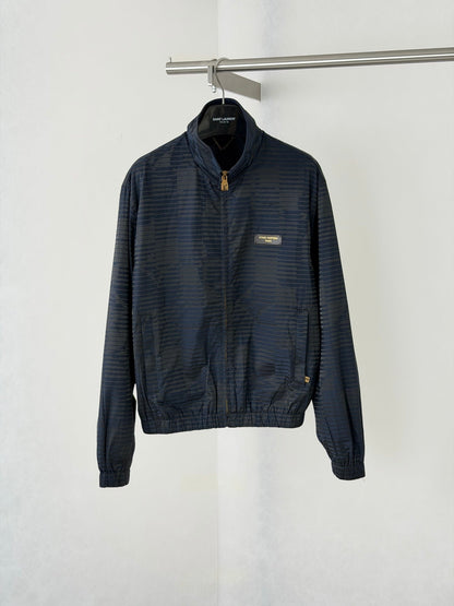 260813 ew high-quality textured jacquard blended V-neck zipper jacket with collar