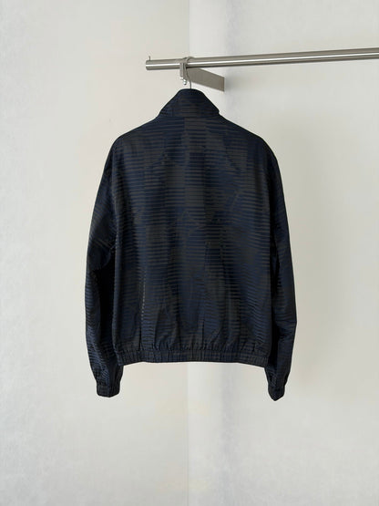 260813 ew high-quality textured jacquard blended V-neck zipper jacket with collar