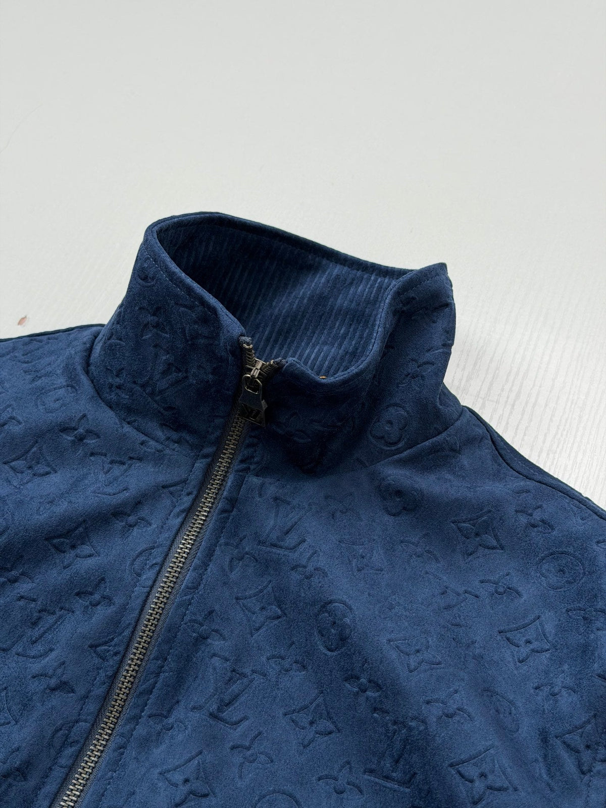 260813 New high-quality old-fashioned floral-print suede embossed stand-up collar jacket