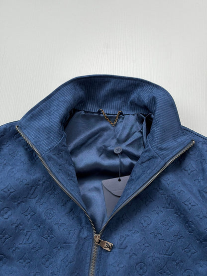 260813 New high-quality old-fashioned floral-print suede embossed stand-up collar jacket