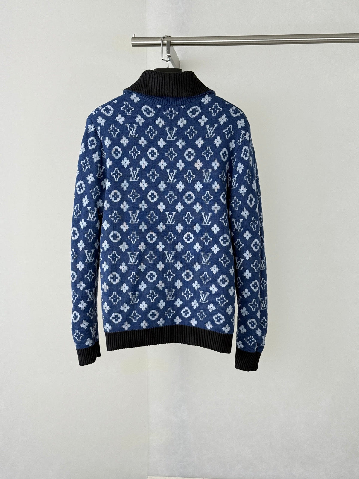260813 New high-quality double-sided reversible printed jacquard high-neck knitted coat