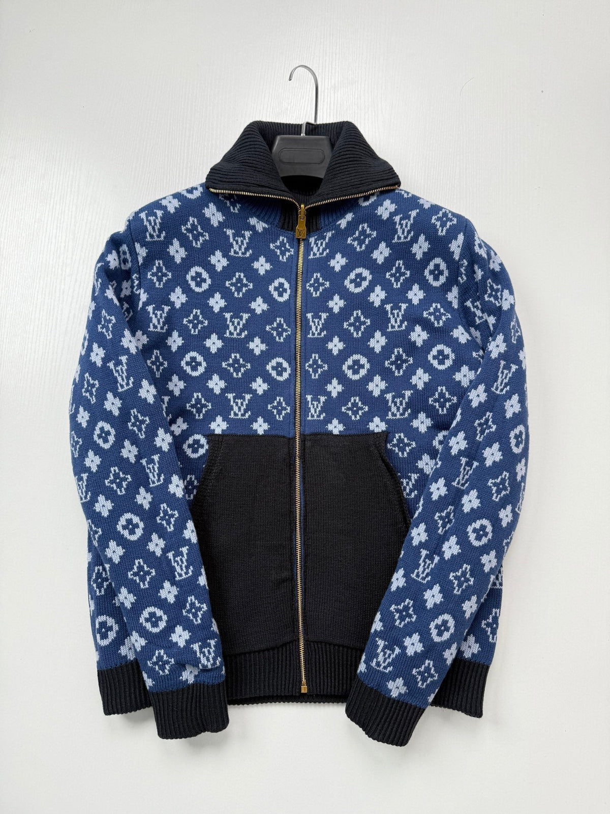 260813 New high-quality double-sided reversible printed jacquard high-neck knitted coat