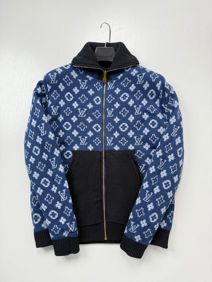 260813 New high-quality double-sided reversible printed jacquard high-neck knitted coat