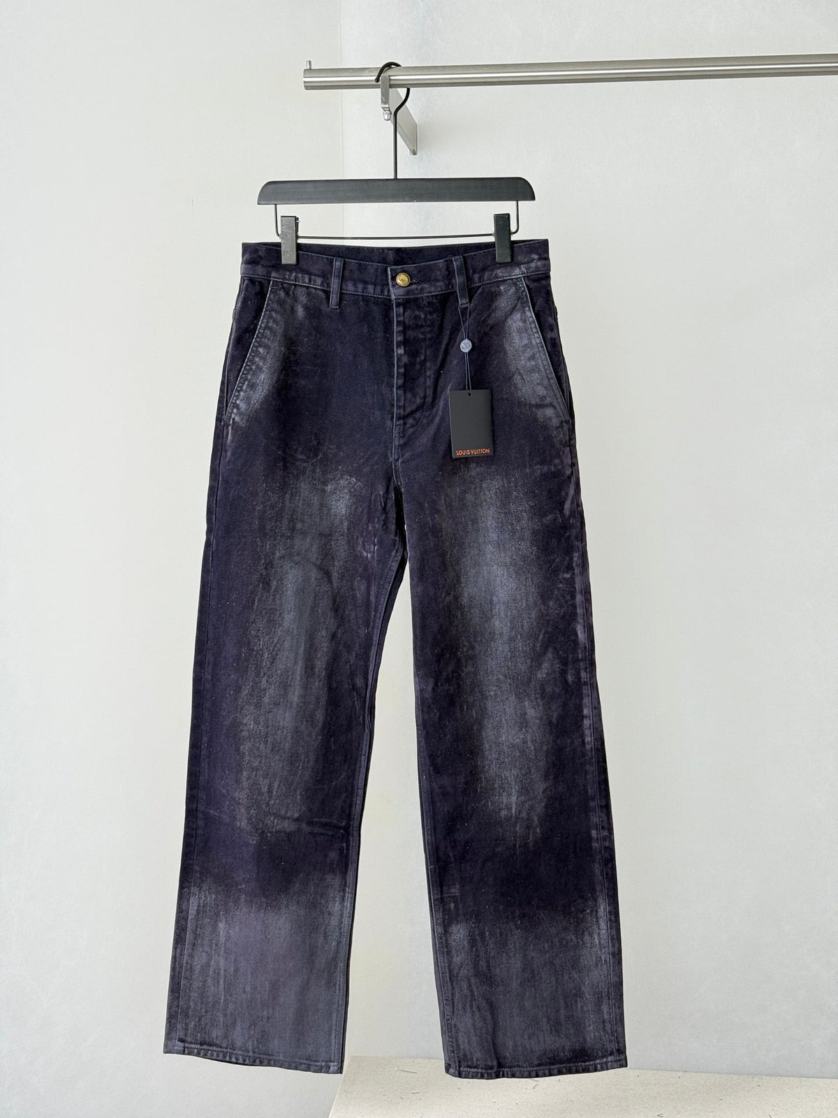 260813 New high-quality gradient distressed printed suede jeans