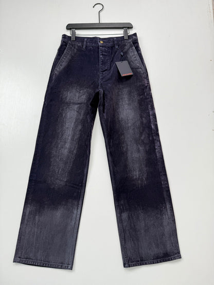 260813 New high-quality gradient distressed printed suede jeans