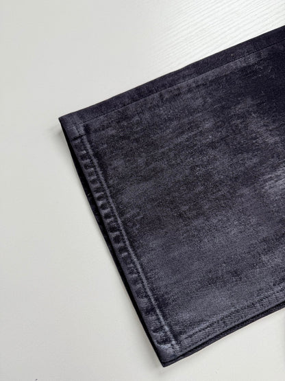 260813 New high-quality gradient distressed printed suede jeans
