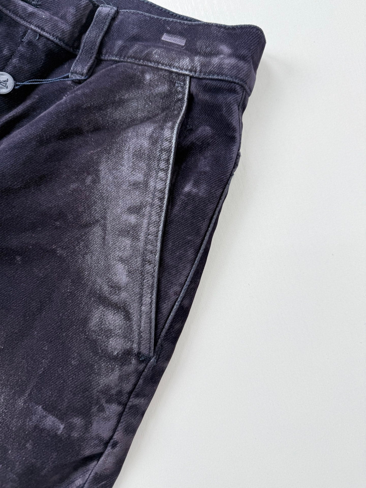 260813 New high-quality gradient distressed printed suede jeans