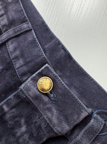 260813 New high-quality gradient distressed printed suede jeans