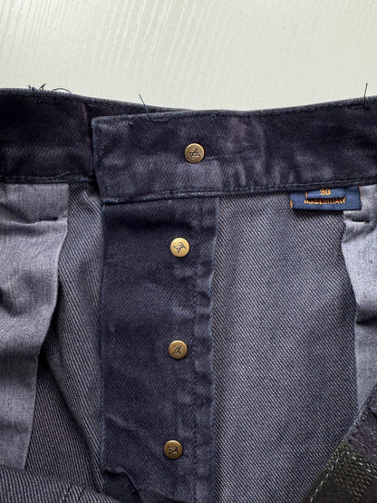 260813 New high-quality gradient distressed printed suede jeans