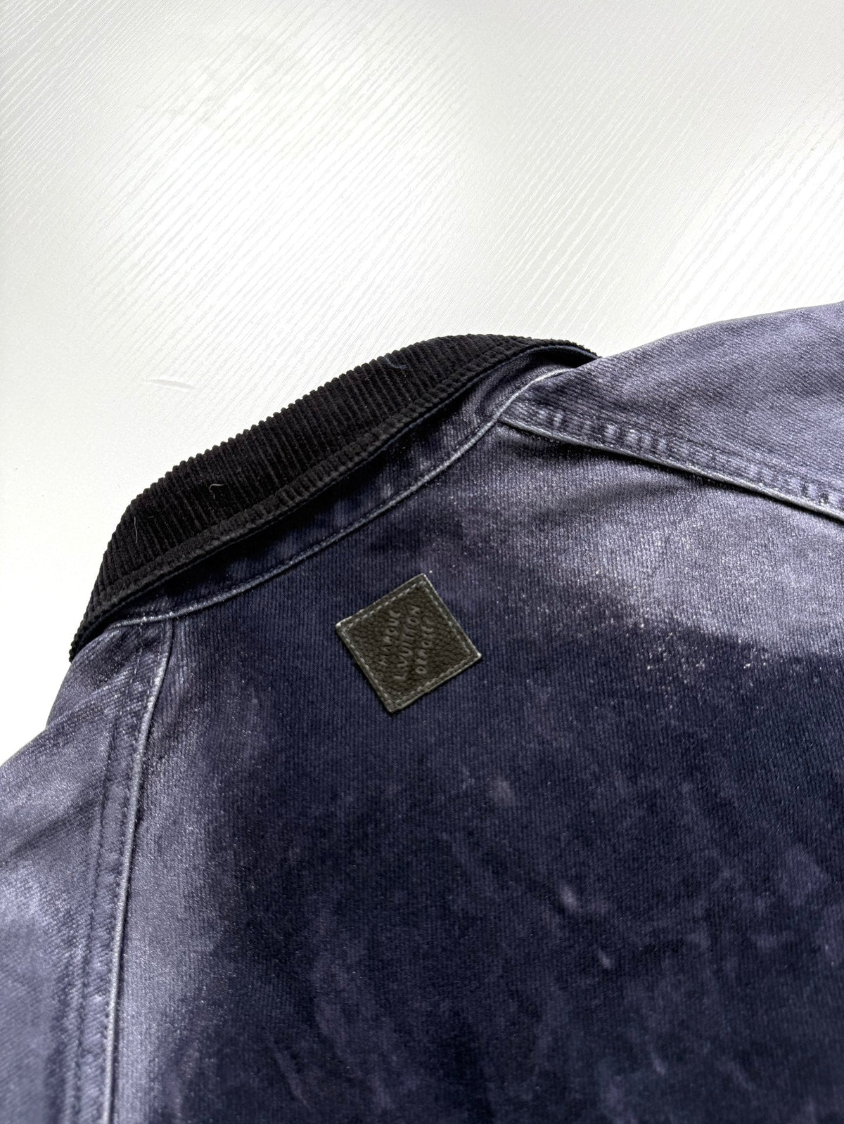260813 New high-quality gradient distressed corduroy collar fleece denim workwear jacket