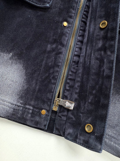 260813 New high-quality gradient distressed corduroy collar fleece denim workwear jacket